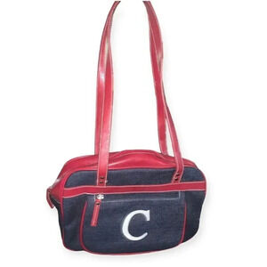 Deadstock vintage y2k denim embroidered c initial purse